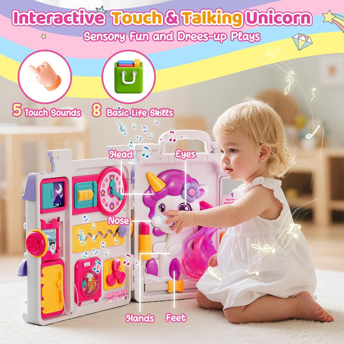 1 1 2 56+ 1-3 1+ Nicella Busy Board for Year Old Girl Gifts, Montessori Toys for Year Old - Activities Bilingual Music