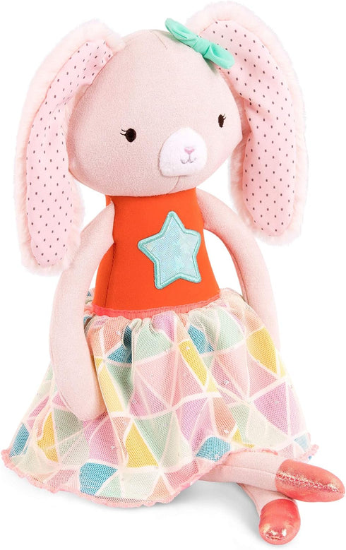B. toys 15-Inch Plush Bunny - Soft Stuffed Animal for Baby, Toddler, Washable Rabbit, Orange & Pastel Outfit
