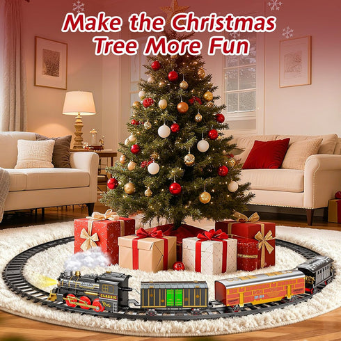 Novaluki Set 2-Layer 4-8, 3 4 5 6 7 8 Christmas Train for Kids, Train Track Toys with Smoke, Light and Sound, DIY