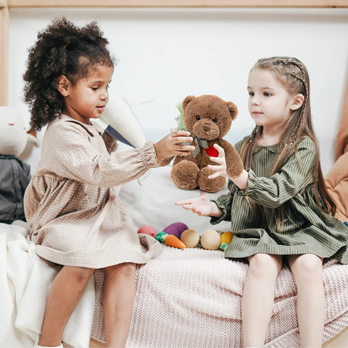 11.4” Small Teddy Bear with Heart - Cute Brown Stuffed Animals for Valentines Day Gifts