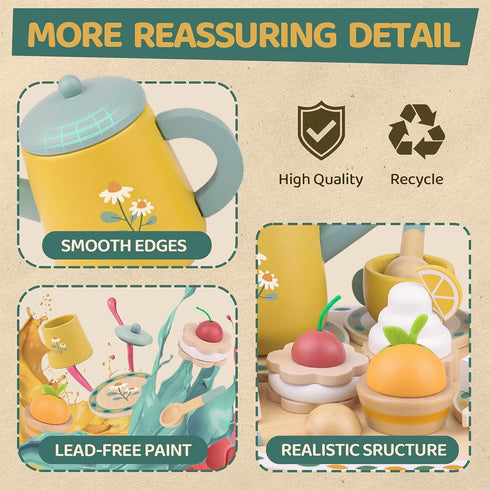 Sets 3-5 3 Sets 3 4 5 6 Tea for Toddlers Girl Birthday Gift Year Old Princess Party Wooden Play Food Toy for Kids