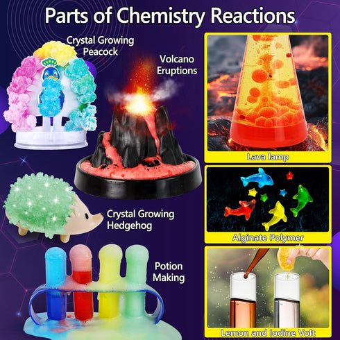 300+ Set UNGLINGA Experiments Science Kit for Kids | S.T.E.M Educational Toys with Lab Manual | Volcano, Crystal