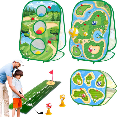 Golf Games for Kids - Sticky Golf Game, Golf Cornhole Game, and Golf Putting Game for Indoor and Outdoor Activities