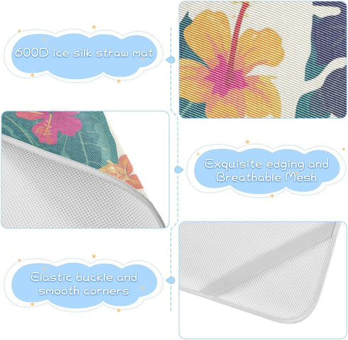 SyXIOP Summer 28" 52" Tropical Plants Cooling Baby Waterproof Crib Mattress Cover x Washable Bed Pads for Baby&Toddler