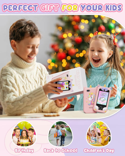 UCIDCI Kids Smart Phone Toys for Girls Ages 3-7 with Dual Camera - Learning Games & MP3 Music Player Toy