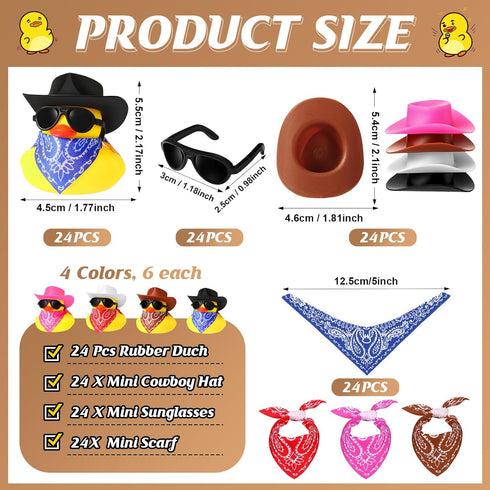 36 Set Summer Sosation Cowboy Rubber Duck Mini Yellow Duckies Bath Toy Tiny Ducks Bathtub Toy with Cowboy Hat Paisley