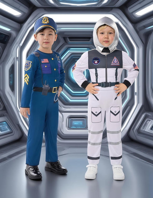 8In1 Set-Astronaut/Police Spooktacular Creations Boys DressUp Costumes, Career RolePlay Muscle Costumes for Hallow Xmas