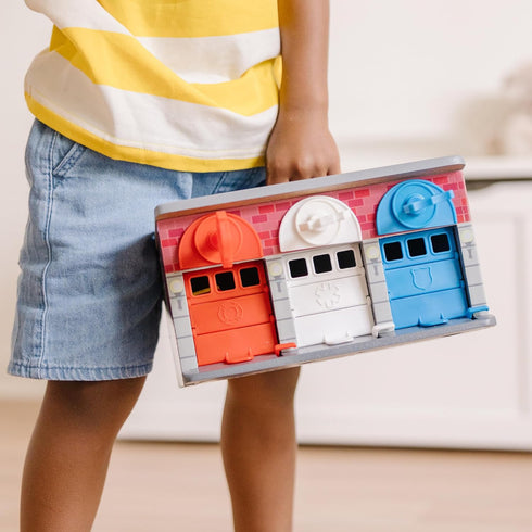 (7 3+ Melissa & Doug Toy Keys and Cars Wooden Rescue Vehicles and Garage pcs) Toddler Pull Back Toys, Toy Garage