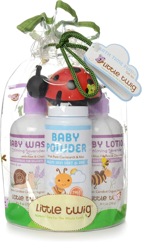 Little Twig Baby Basics Gift Set, Baby Powder, Wash, Lotion, Lavender/Unscented