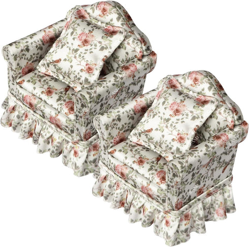 Set 1/12 2 iLAND Dollhouse Furniture of Miniature Couch The Great Doll House Furniture for Accessories, Elegant Rose