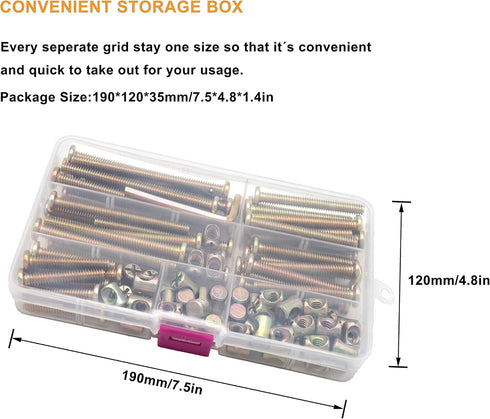 binifiMux 100pcs 1/4-20" Baby Bed Crib Screws Hardware Replacement Kit, Crib Hardware Screws Barrel Nuts Replacement