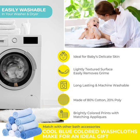 Spasilk Washcloth Wipes Set, Soft Terry Washcloth Set for Newborns, Pack of 10, Blue