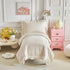 Ruffled Lace Toddler Bedding Set with Ruffle Fringe, Solid Color 4 Pieces