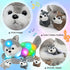 Hopearl LED Musical Stuffed Husky - Singing Plush Toy Playset with 3 Baby Puppies, 17''