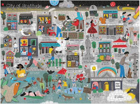 Galison City of Gratitude Puzzle – 1000 Pieces, 27” x 20”, Colorful City Map Artwork, Challenging Family Activity