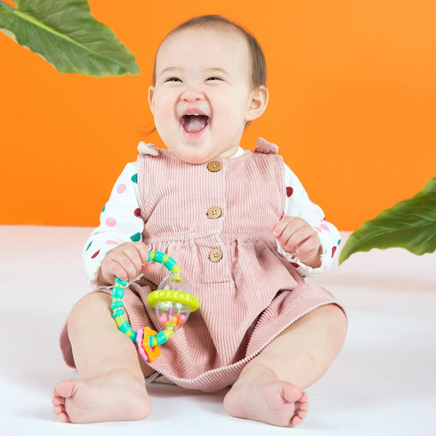 9-Piece Set 3 Bright Starts Everything Nice Teething Toys - BPA-Free Rattles and Chillable Teethers, Purple and Pink