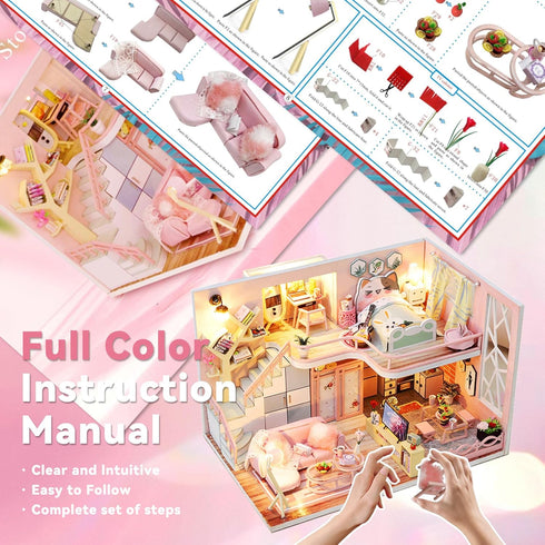 Flever Dollhouse Miniature DIY House Kit Creative Room with Furniture for Romantic Valentine's Gift (Blossom Stories)