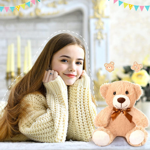 7 Packs Zomiboo Plush Bear Stuffed Animals Plush Soft Cute Stuffed Dolls Birthday Party Decorations(Classic Colors)