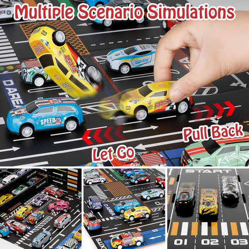 Bublonics 48pcs Set,Alloy Set,Toy 3-8 Pull Back Cars Racing Car Toys,Bulk Mental Trucks Toy Vehicles Cars for Kids Ages