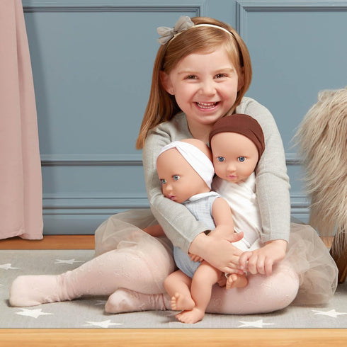 14-inch 2+ LullaBaby Realistic Baby Twin Dolls Fair Skin Tones & Blue Eyes Soft Bodies & Removable Outfits Hat
