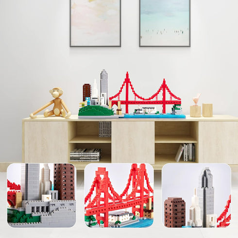 Micro Building Blocks Set - San Francisco Golden Gate Bridge Model, 1610 Pieces Collectible Kit for Adults