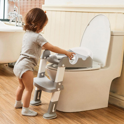 Potty Training Seat with Step Stool Ladder for Kids and Toddler,Wiifo Sturdy Potty Ladder with Soft Padded Cushion