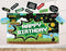 Video Game Party Decoration Kit - Photography Backdrop & 10 Studio Selfie Photo Booth Props with Sticks, Gamer Theme