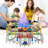 Vunrahsg Set 4-8 Set Playset 4 5 6 7 8+ Electric Train for Kids Ages with Train Tracks & Car Tracks Lights Up Bridge