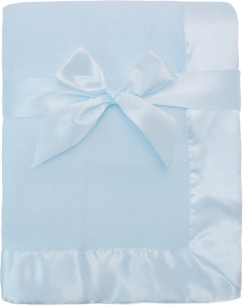 American Baby Company Fleece Blanket with Silk-Like Satin Trim - Soft, Warm & Cozy, Blue, 30" x 40" for Baby Carrier,