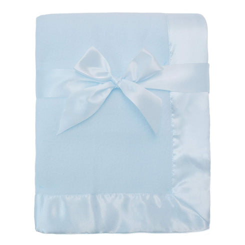 TL Care Fleece Blanket with Silk-Like Satin Trim, Soft, Warm & Cozy, Blue, 30" x 40" for Baby Carrier