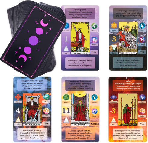 BWTY Tarot Cards Set with Guide Book and 7 Chakra Cards, Learning Tarot Deck for Beginners