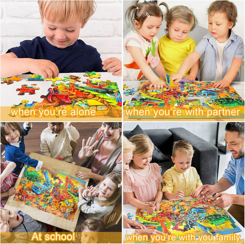 Jigsaw Puzzles for Kids Ages 3-8 - 60 Piece Construction Site - Large Piece Educational Toys