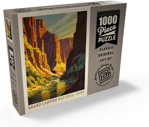 MyPuzzle Grand Canyon National Park: Refreshing Shade, Vintage Poster - Premium 1000 Piece Jigsaw Puzzle for Adults