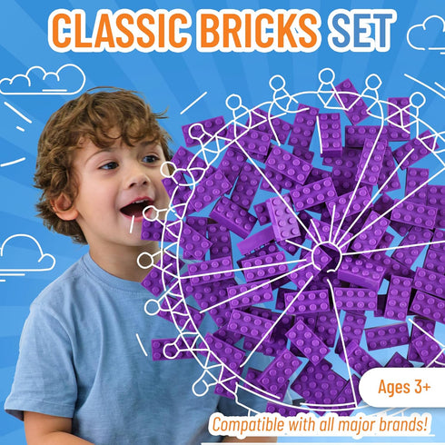 Strictly Briks Classic Bricks Starter Kit - Purple, 96 Pieces, 2x4 Studs, Building Creative Play Set for Ages 3 and Up