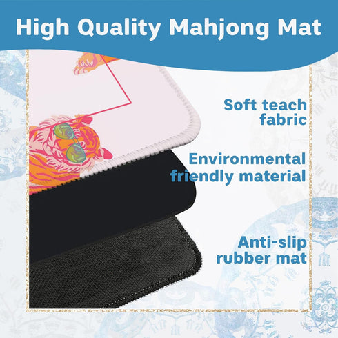 31.5 31.5 Preppy Pink and Orange Tiger Mahjong Mat for Table X in, Mahjong Gifts for Women, Maximalist Funky Retro