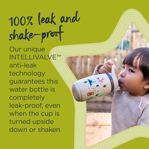 Tommee 9oz 1-3, 100% Pack 1 Tippee Insulated Sporty Toddler Water Bottle, No Spill Sippy Cups for Toddlers INTELLIVALVE