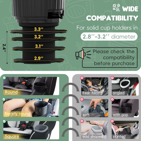 2 Pack 2.8''-3.2'' (2, Upgraded Car Seat Tray for Kids Car Seat Tray with Expandable Base for Snacks, Toys, Books