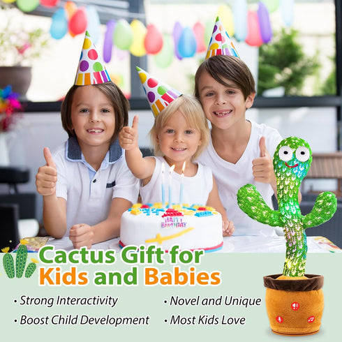 Dancing Talking Cactus Toy, Toddler Gift, Singing & Mimicking Cactus Toy, Rechargeable Baby Toy