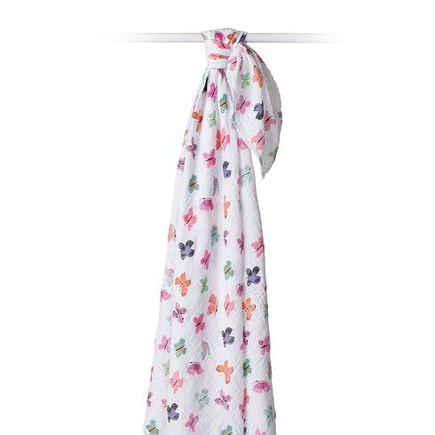 Lulujo Baby 100% Cotton Muslin Swaddle Blanket, 47 x 47-Inches, Butterfly Design