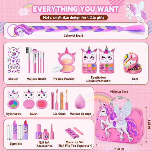 Set Set 3 4 5 6 8 10 11 12+ Beayuck Kids Makeup Kit for Girls - Girls Makeup Kit Toys, Real Washable Cosmetic