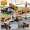 Construction Trucks Toy Set with Yellow Bus Storage and Play Mat Alloy