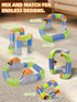 Aotonow 58PCS Sets 3-8, Electric Magnetic Train Track DIY Race Car Track Building Kits with Train and Traffic Signs