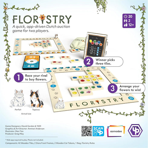 UP Games 12+, 2 20 Floristry Board Game - Competitive Flower Auction & Storefront Design! Fun & Creative Strategy Game