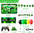 108Pcs Video Game Birthday Party Decorations - Green Gamer Supplies, Backdrop, Table Cover, Cupcake Topper, Balloon