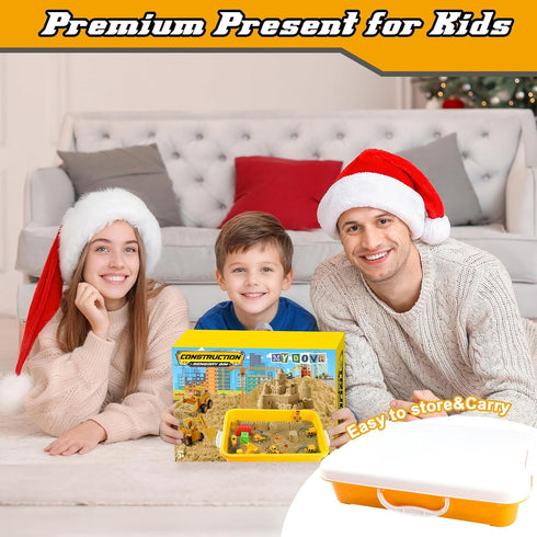 MYDOVA 7 2lbs 3+ Sand Construction Kit - Play Sand Art Kit with Construction Truck, Magic Sand, Castle Molds, Crane