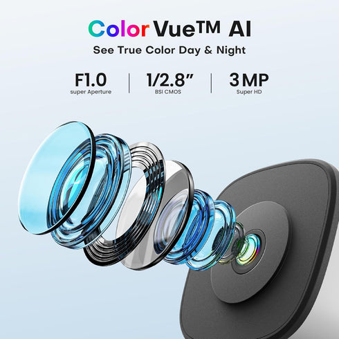 HOMIQ LIFE 3MP 2K, 2.4GHz/5GHz 24/7 Window Security Camera Indoor WiFi Cameras with Colorvue AI Color Night Vision