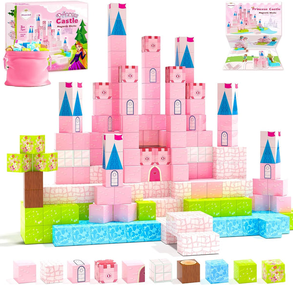Magnetic Blocks Building Toys - Princess Castle Collection, Birthday Gifts for Kids 3-8, Montessori STEM Outdoor Toys