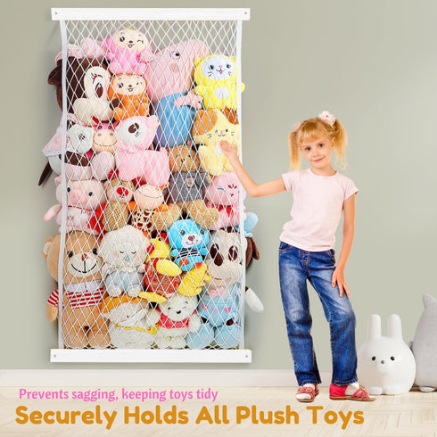 VOMELON Stuffed Animal Storage Holder, Elastic Stuffed Animal Net,Door/ Wall Mount Length Adjustable Hanging Stuffed
