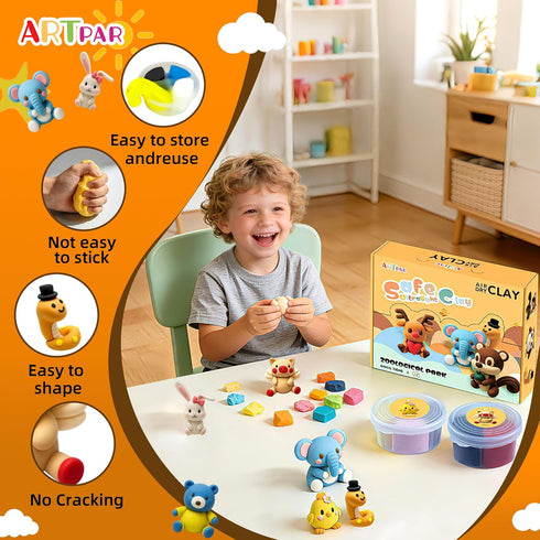Kids-12 Set,Ultra ARTPAR Air Dry Clay Kit for Animals Modeling Magic Clay,DIY Art Crafts Molding Clay Light & Soft