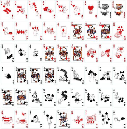 Kawaii Cat Playing Cards, 54 Different Pattern Cards for Party, Casual Games, Gift Collection, 2 Deck 3.5 × 4.5 inches